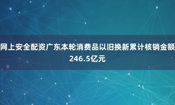 网上安全配资广东本轮消费品以旧换新累计核销金额246.5亿元
